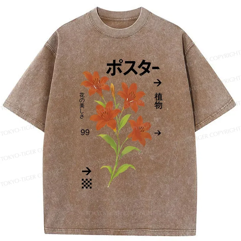 Tokyo-Tiger Japanese Lily Washed T-Shirt