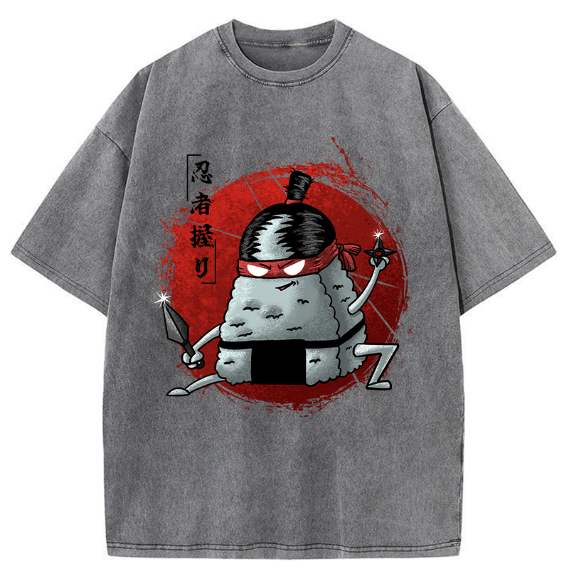Tokyo-Tiger Rice Ball Ninja Washed T-Shirt