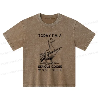 Tokyo-Tiger Serious Stupid Goose Kids Washed T-Shirt
