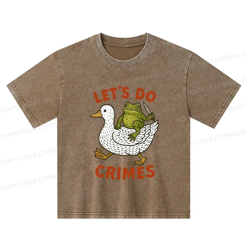 Tokyo-Tiger Frog Ready To Commit Crime Kids Washed T-Shirt