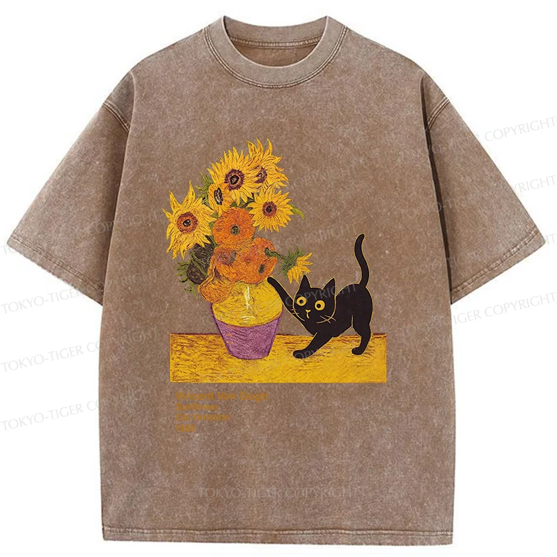 Tokyo-Tiger Naughty Van Gogh's Cat Japan Washed T-Shirt
