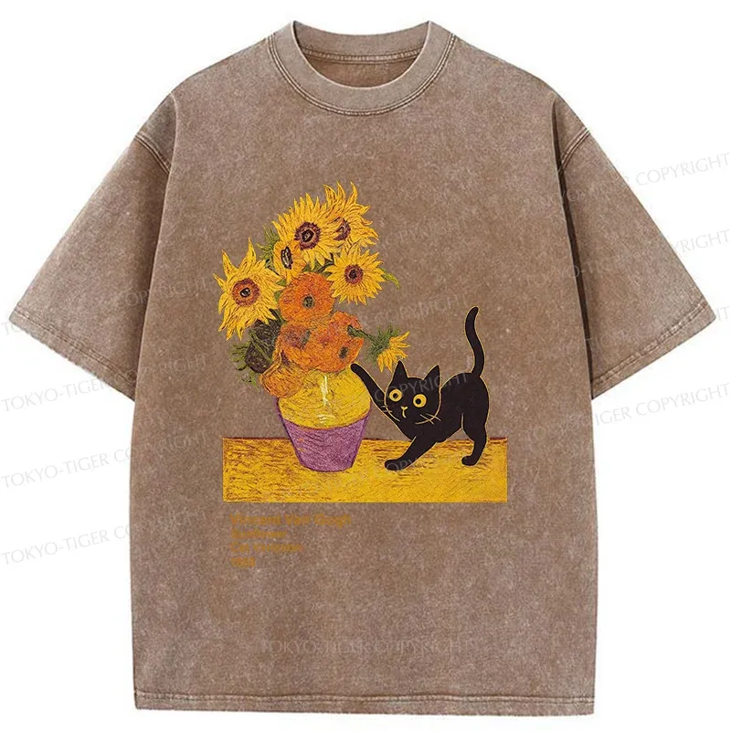 Tokyo-Tiger Naughty Van Gogh's Cat Japan Washed T-Shirt