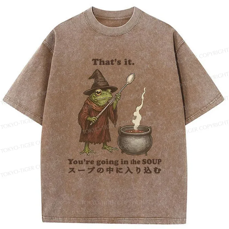 Tokyo-Tiger Funny Frog Soup Washed T-Shirt