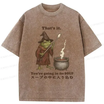 Tokyo-Tiger Funny Frog Soup Washed T-Shirt