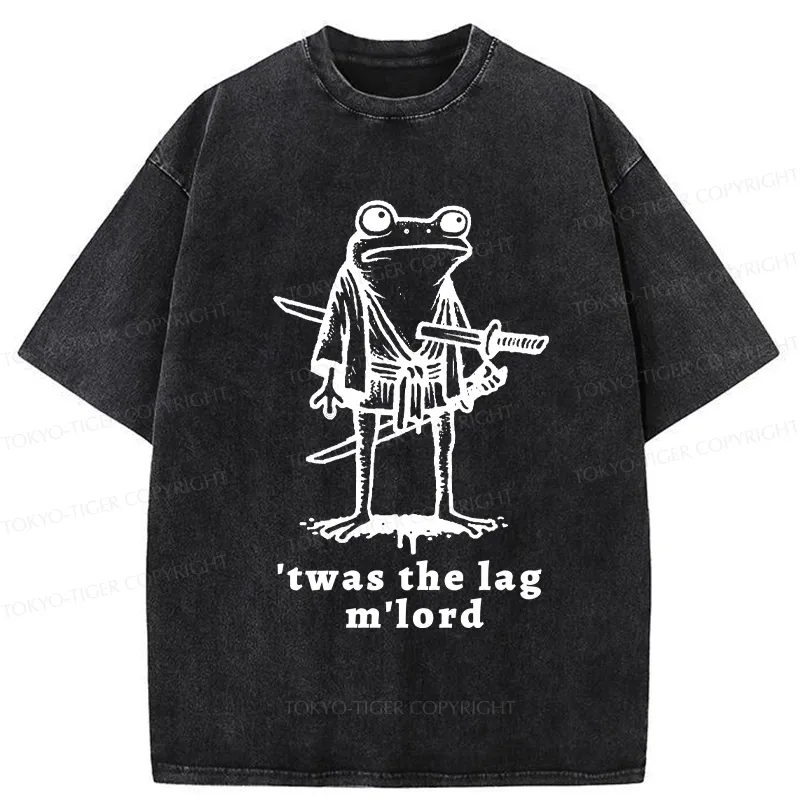 Tokyo-Tiger Funny Frog Samurai Washed T-Shirt