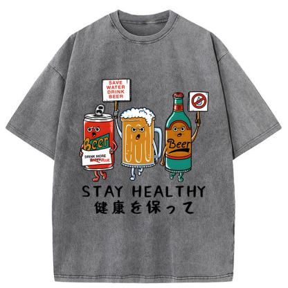 Tokyo-Tiger Stay Healthy Washed T-Shirt