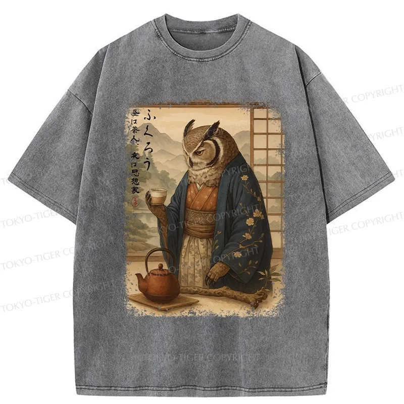 Tokyo-Tiger The Owl’s Tea Ceremony Washed T-Shirt