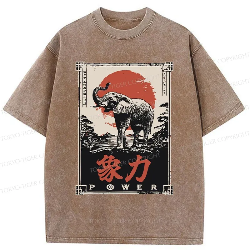 Tokyo-Tiger Japanese Elephant Washed T-Shirt