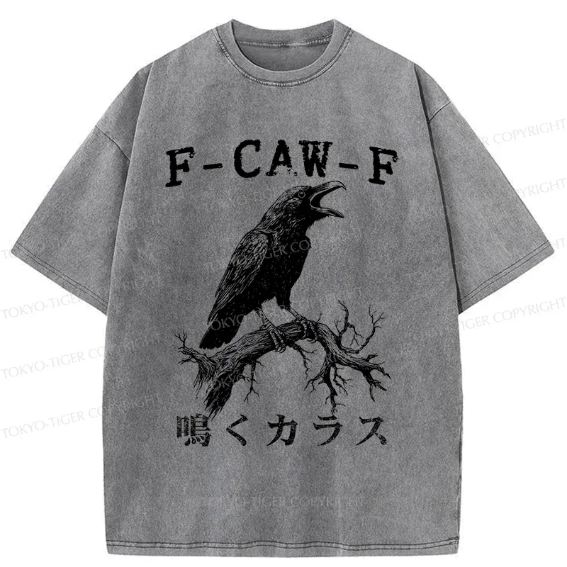 Tokyo-Tiger Funny Crow Call Washed T-Shirt
