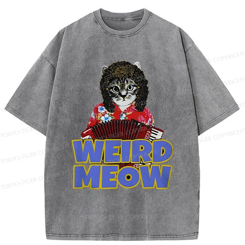 Tokyo-Tiger Rock Cat Funny Washed T-Shirt