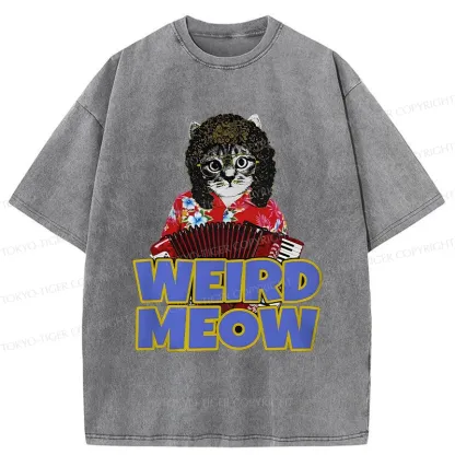 Tokyo-Tiger Rock Cat Funny Washed T-Shirt