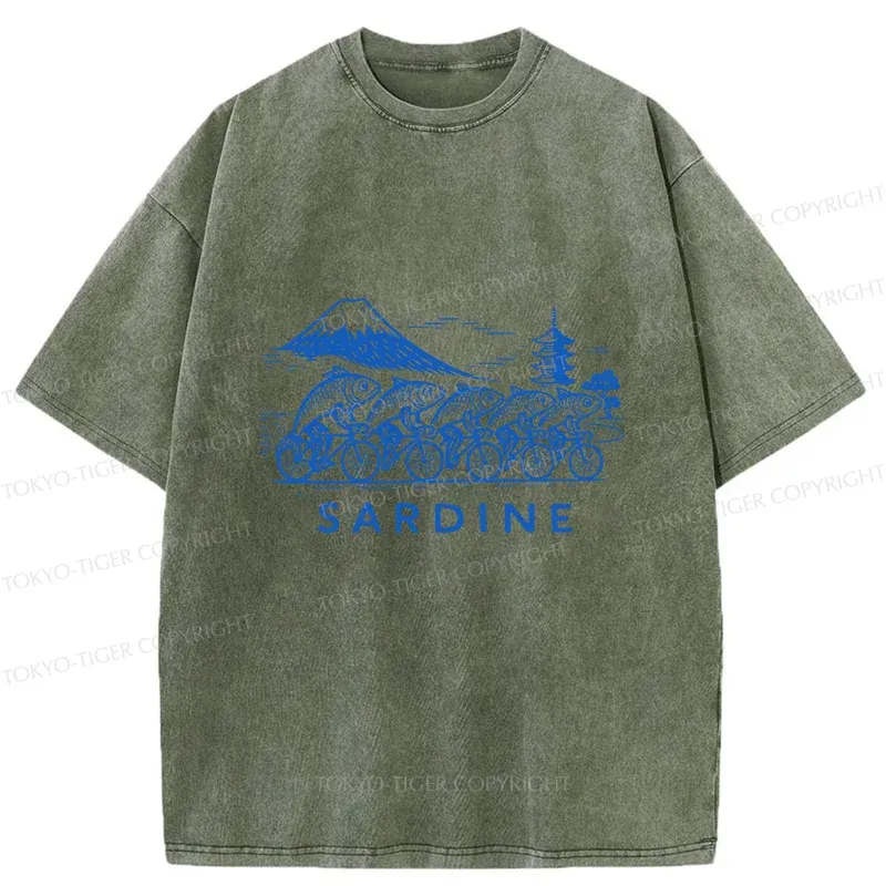 Tokyo-Tiger Sardines Bike Race Washed T-Shirt