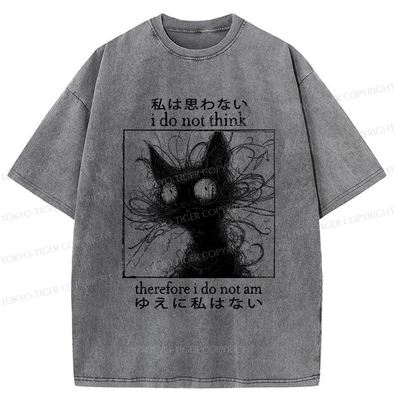 Tokyo-Tiger The Philosophy Of Cat Washed T-Shirt