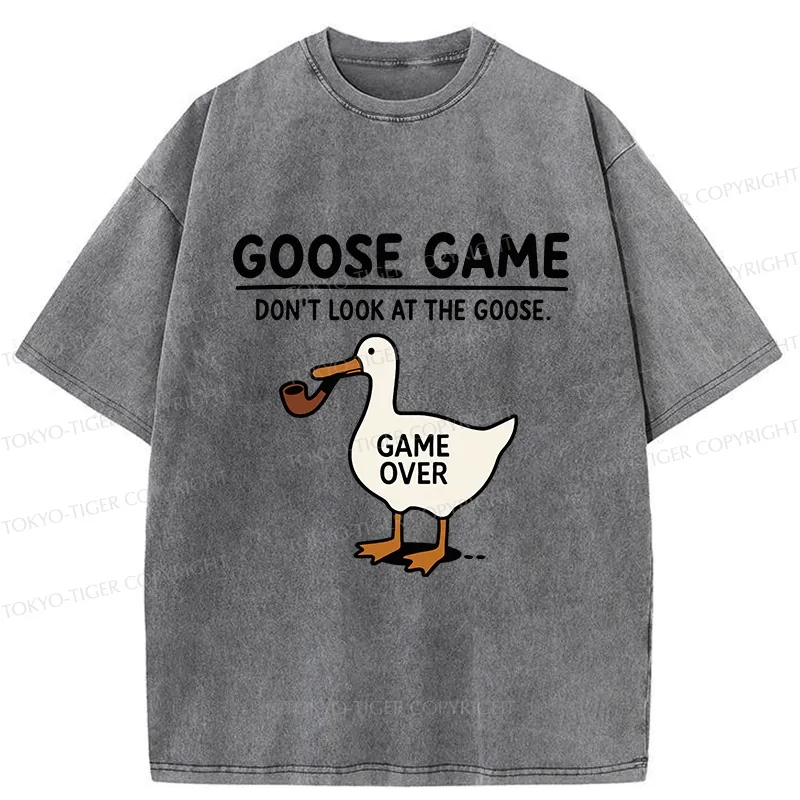 Tokyo-Tiger Funny Goose Game Washed T-Shirt