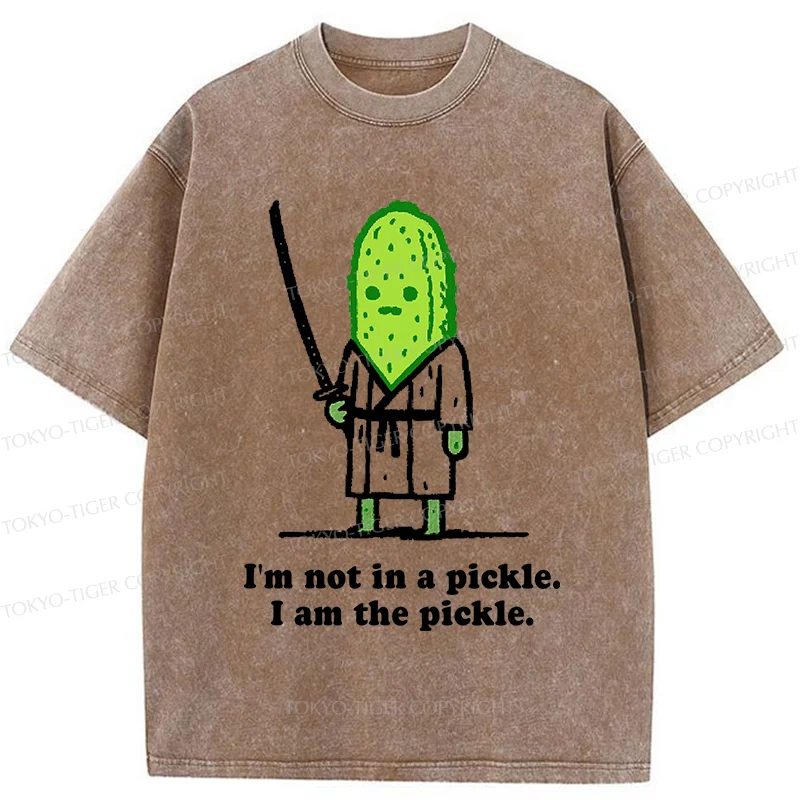 Tokyo-Tiger Funny Cucumber Samurai Washed T-Shirt