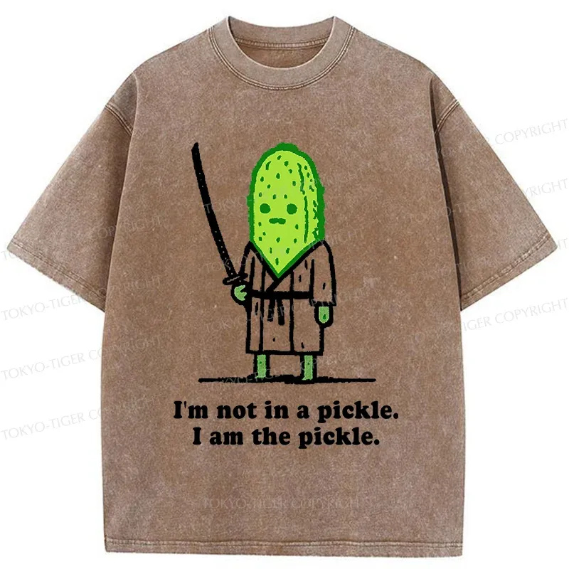 Tokyo-Tiger Funny Cucumber Samurai Washed T-Shirt