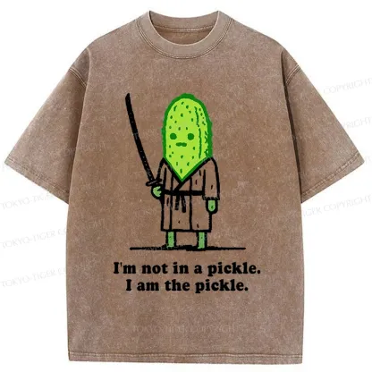 Tokyo-Tiger Funny Cucumber Samurai Washed T-Shirt
