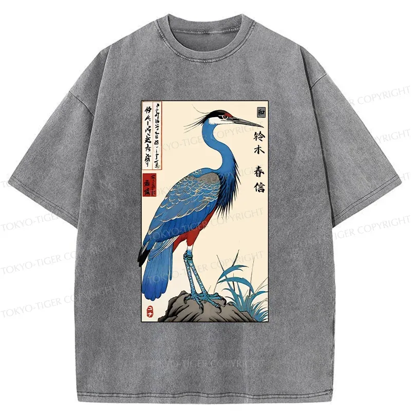 Tokyo-Tiger Colorful Crane Washed T-Shirt