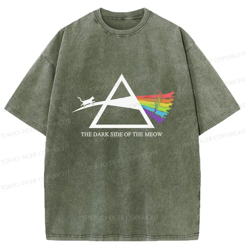 Tokyo-Tiger Funny Rainbow Cat Washed T-Shirt