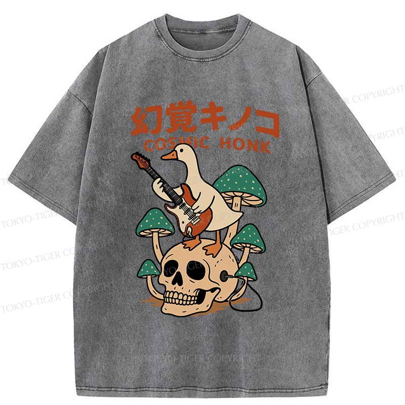 Tokyo-Tiger Hallucinogenic Mushrooms Cosmic Honk Washed T-Shirt
