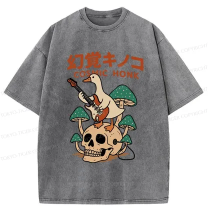Tokyo-Tiger Hallucinogenic Mushrooms Cosmic Honk Washed T-Shirt