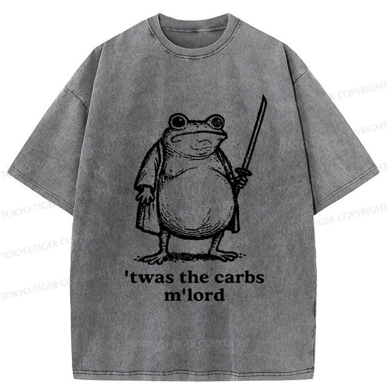 Tokyo-Tiger Funny Fat Samurai Frog Washed T-Shirt