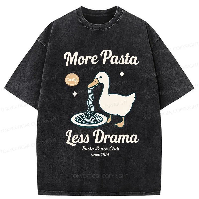 Tokyo-Tiger More Pasta Less Drama Washed T-Shirt
