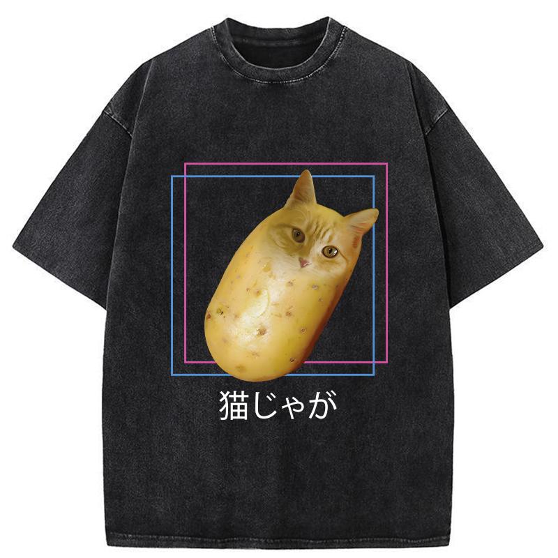 Tokyo-Tiger Potato Cat Japanese Washed T-Shirt