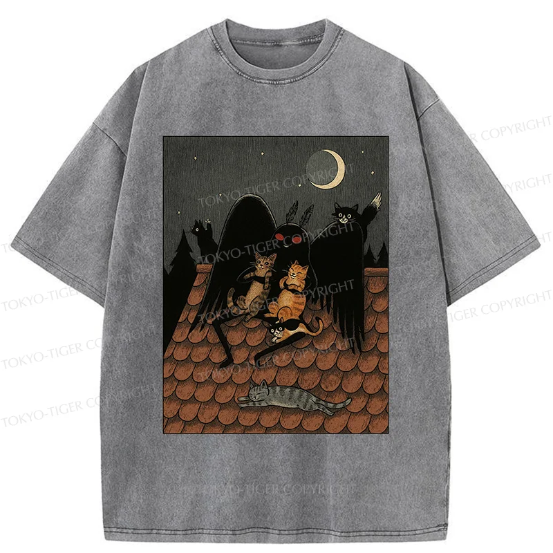 Tokyo-Tiger Mothman In Moonlight Washed T-Shirt