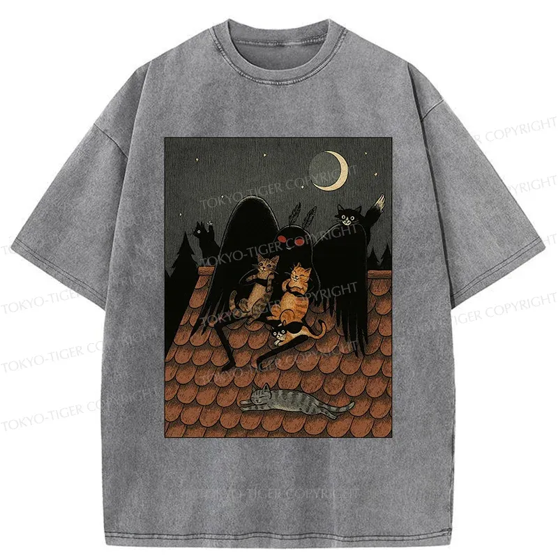 Tokyo-Tiger Mothman In Moonlight Washed T-Shirt