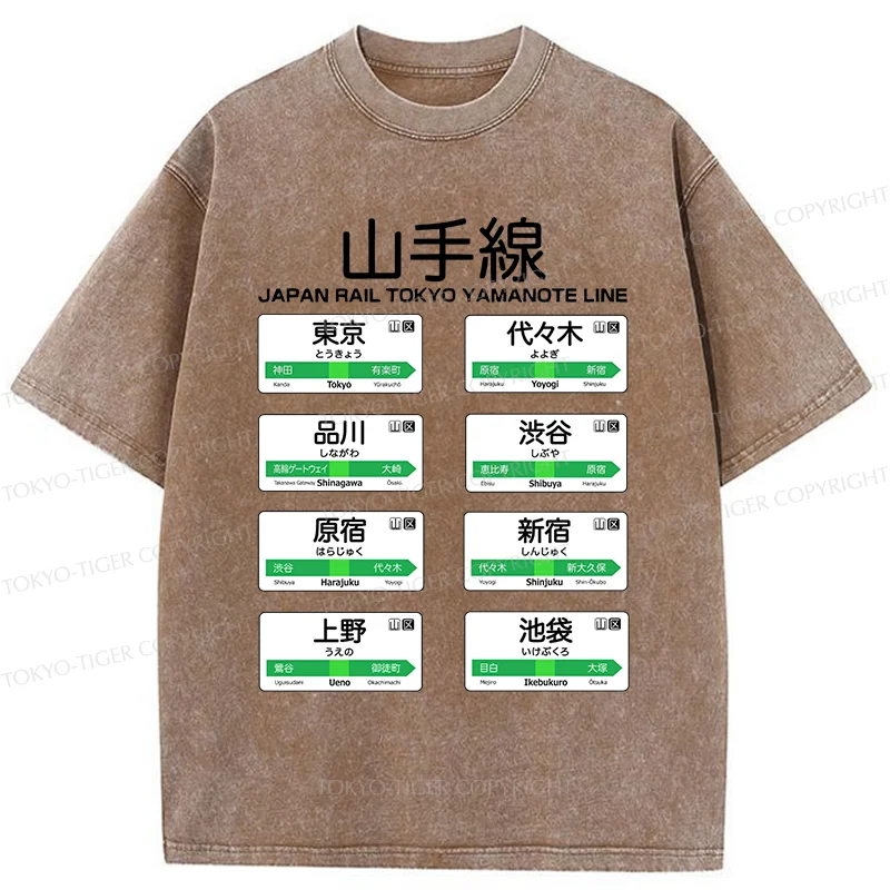 Tokyo-Tiger Japanese Subway Stations Washed T-Shirt