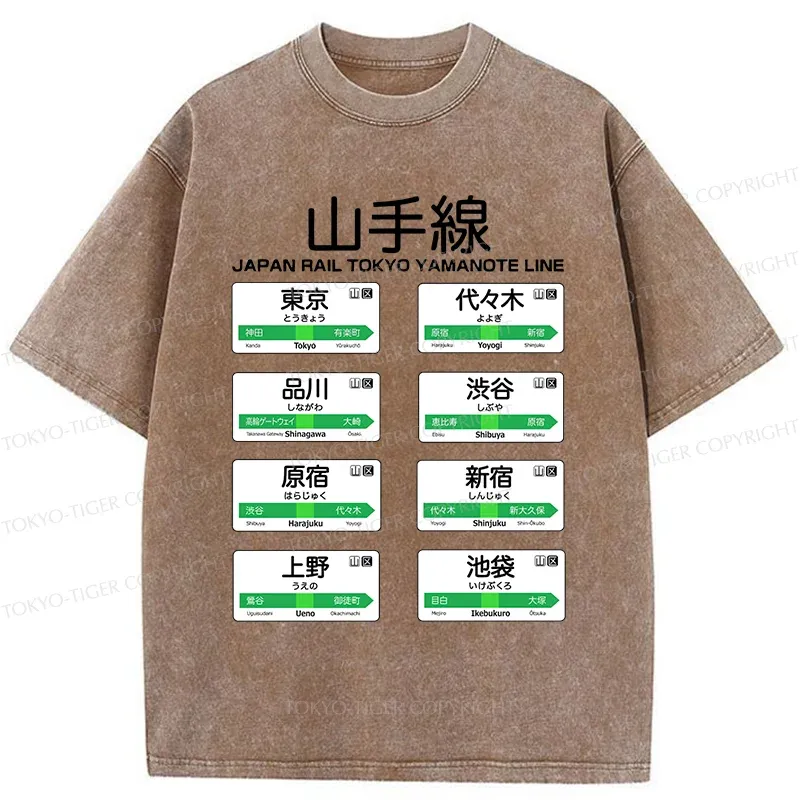 Tokyo-Tiger Japanese Subway Stations Washed T-Shirt