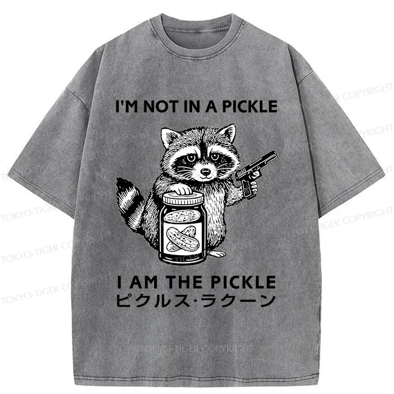 Tokyo-Tiger Funny Raccoon Washed T-Shirt