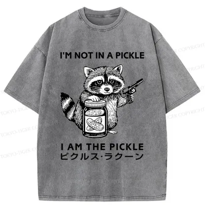 Tokyo-Tiger Funny Raccoon Washed T-Shirt