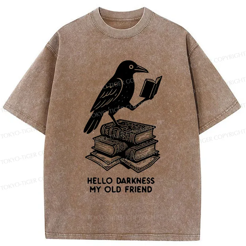 Tokyo-Tiger Crow Reading Washed T-Shirt
