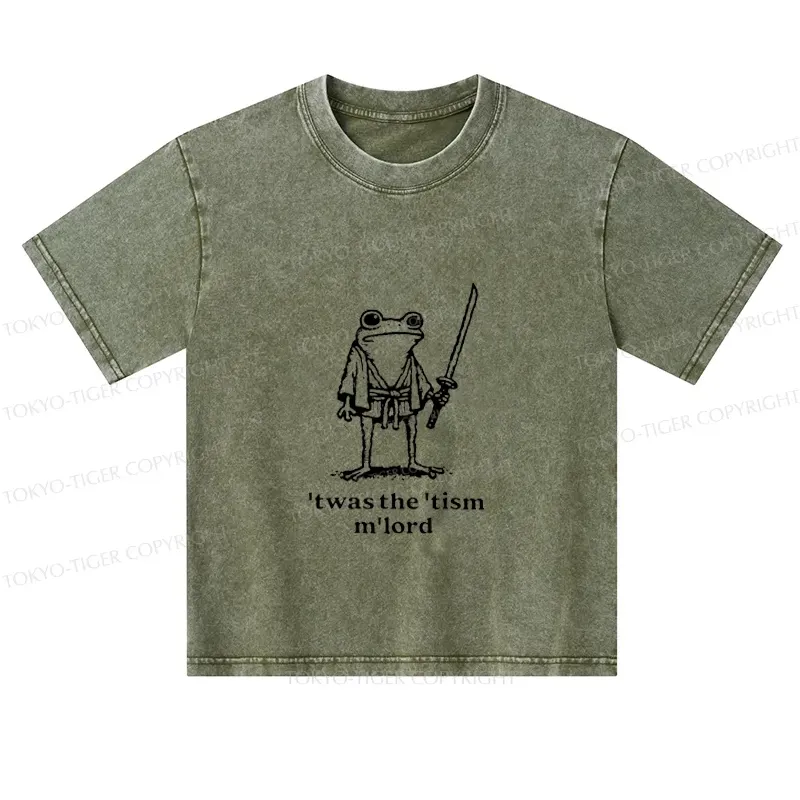Tokyo-Tiger Focused Samurai Frog Kids Washed T-Shirt