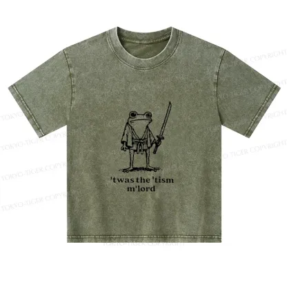 Tokyo-Tiger Focused Samurai Frog Kids Washed T-Shirt