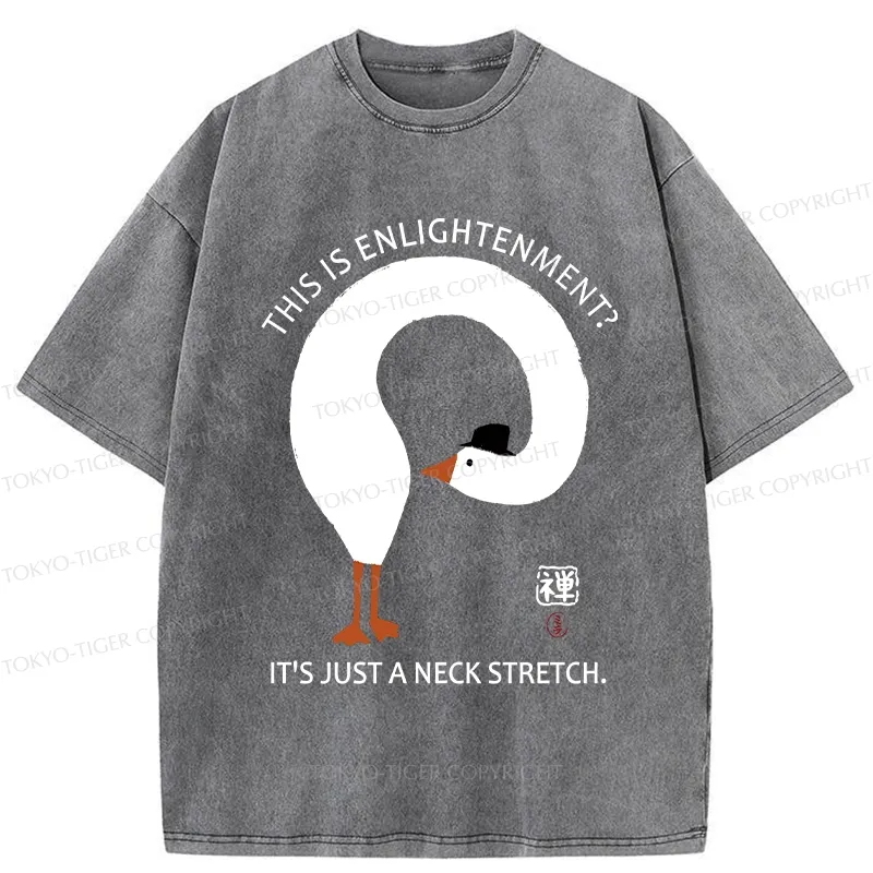 Tokyo-Tiger Funny Neck Stretch Of Zen Washed T-Shirt