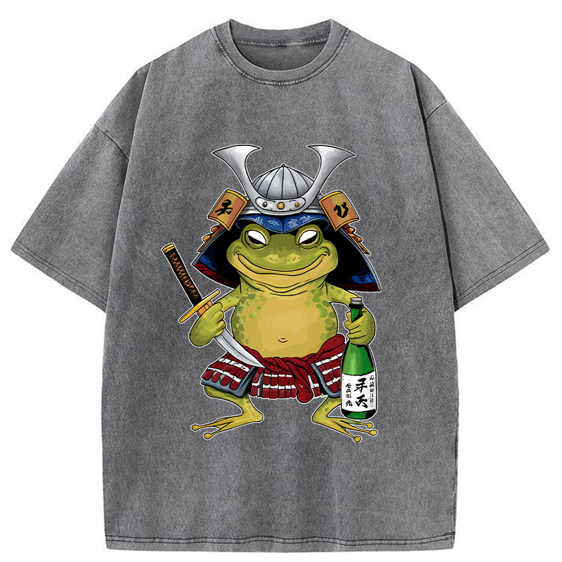Tokyo-Tiger Japanese Samurai Frog Washed T-Shirt