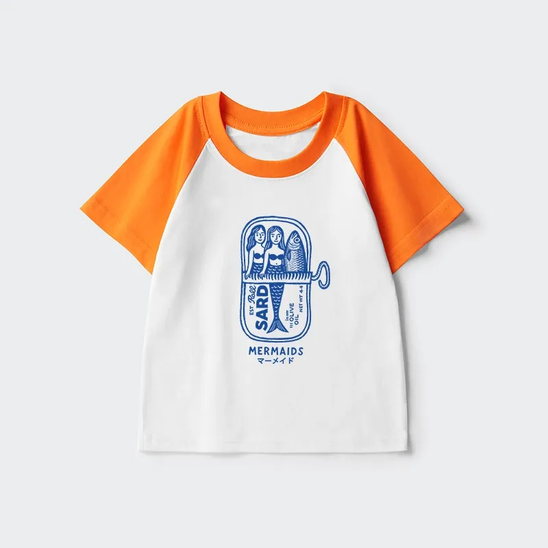 Tokyo-Tiger Mermaid Can Kids Raglan T-shirt