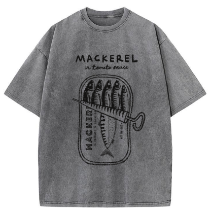 Tokyo-Tiger Mackerel In Tomato Sauce Washed T-Shirt