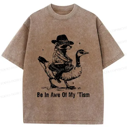 Tokyo-Tiger Raccoon Riding A Goose Washed T-Shirt