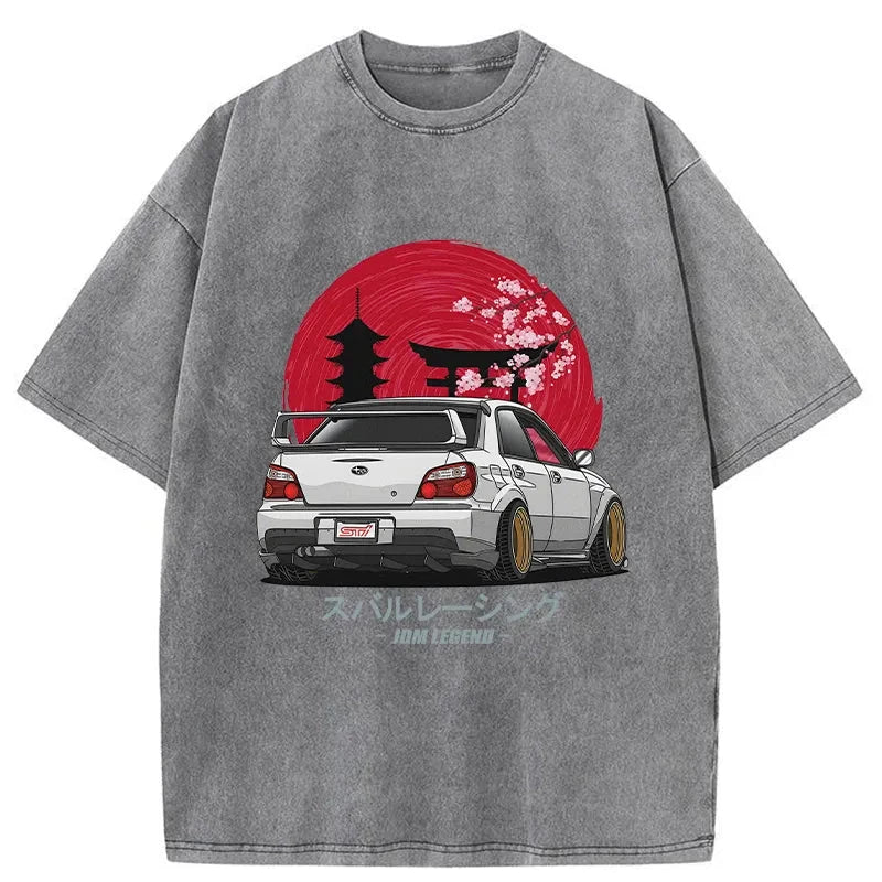 Tokyo-Tiger Subaru Racing Car Japanese Washed T-Shirt Sale Tokyo-Tiger Subaru Racing Car Japanese Washed T-Shirt Sale