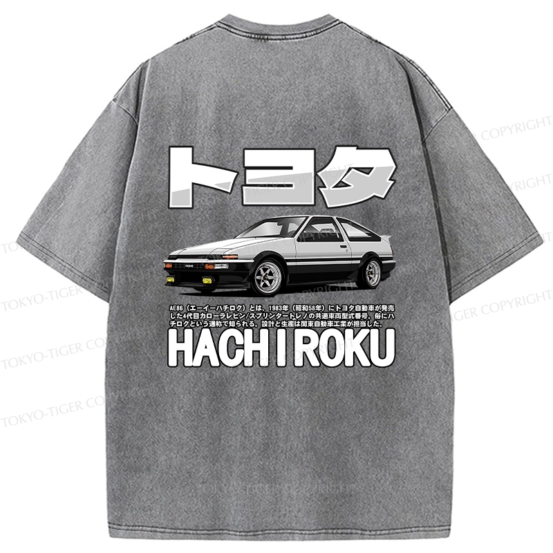 Tokyo-Tiger Japanese Classic Car Retro Back Washed T-Shirt