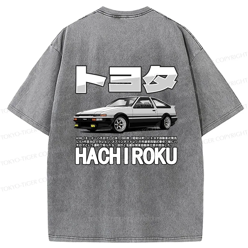 Tokyo-Tiger Japanese Classic Car Retro Back Washed T-Shirt