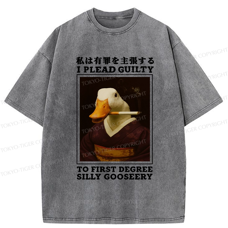 Tokyo-Tiger Silly Goose Smoking Funny Washed T-Shirt