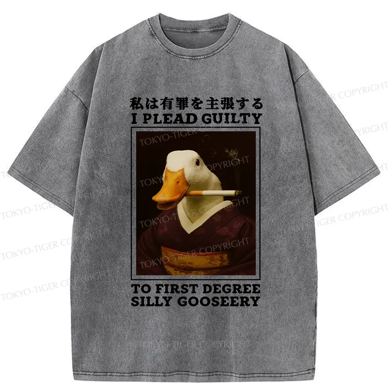 Tokyo-Tiger Silly Goose Smoking Funny Washed T-Shirt