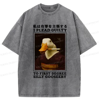 Tokyo-Tiger Silly Goose Smoking Funny Washed T-Shirt
