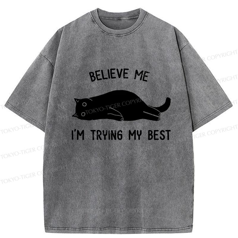 Tokyo-Tiger Believe Me I'm Trying My Best Washed T-Shirt