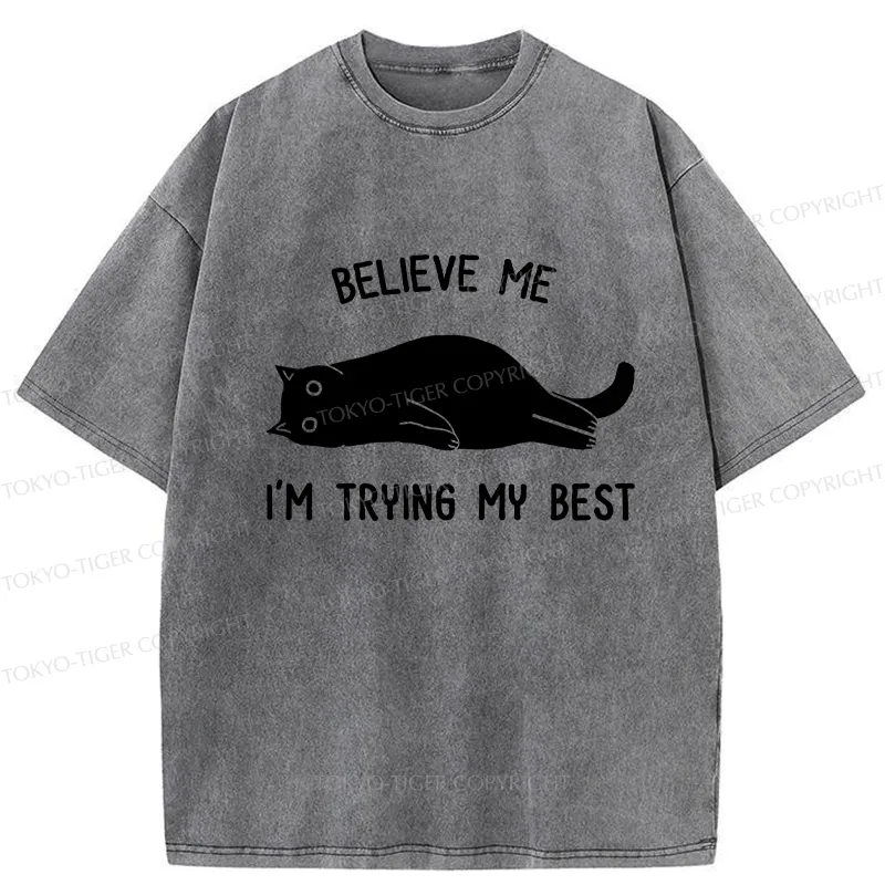 Tokyo-Tiger Believe Me I'm Trying My Best Washed T-Shirt